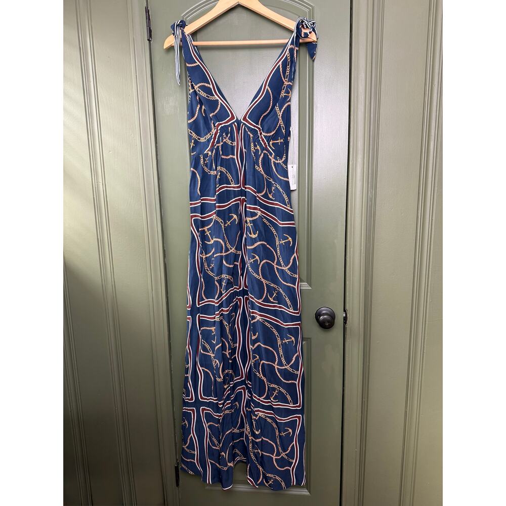 NWT Saylor Belinda Nautical Status Print Midi Dress Deep Navy Resort Small